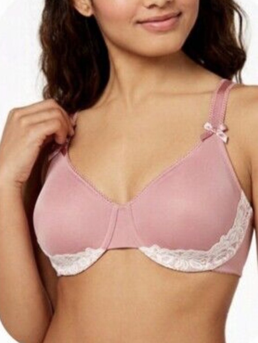 Olga Rose Pink Lace-Trim Full Coverage Bra Sz 36DD Underwire Luxury Lift